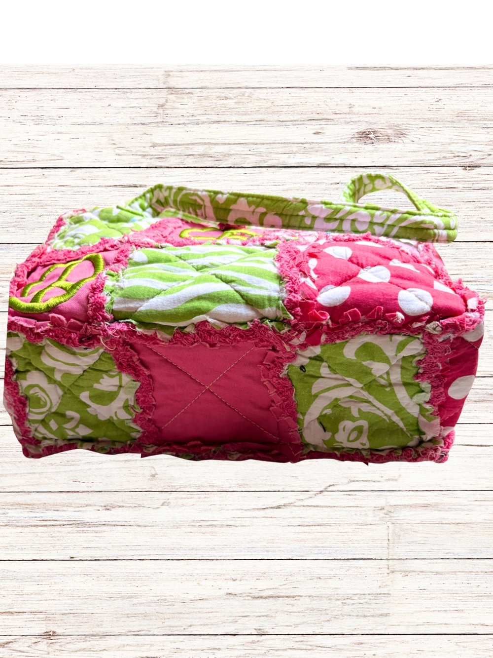 HANDCRAFTED FESTIVAL BAG QUILTED Shoulder Purse Hippie Pink Lime Boho Peace Sign - Picture 7 of 10